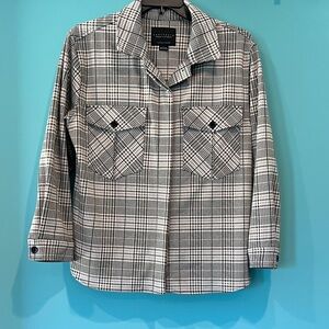 Sanctuary Black and White Plaid Shirt Jacket